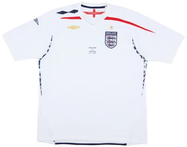 Umbro 2007-09 England 'v Croatia' Home Shirt - 9/10 - (XXL)