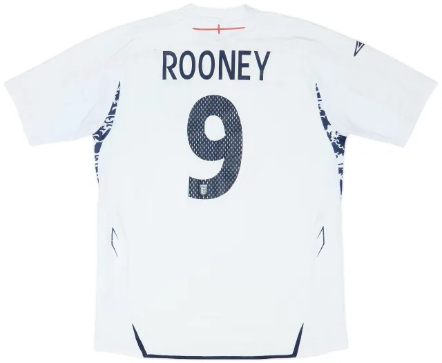 Umbro 2007-09 England Home Shirt Rooney #9 - 6/10 - (L)