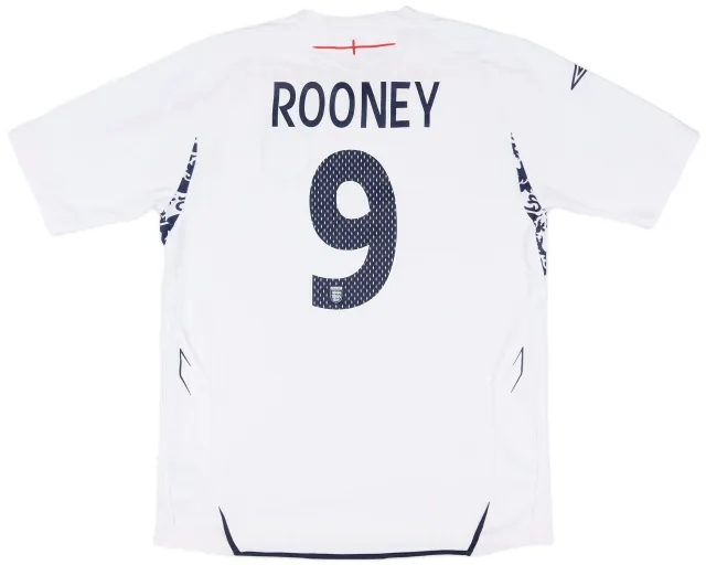 Umbro 2007-09 England Home Shirt Rooney #9 - 6/10 - (L)