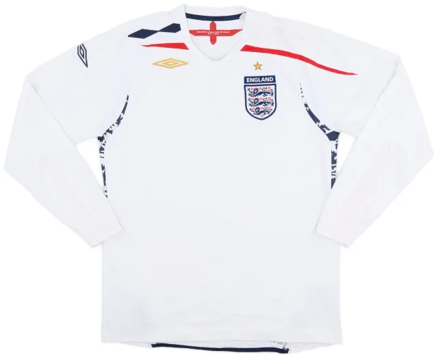Umbro 2007-09 England Home L/S Shirt - 7/10 - (M)