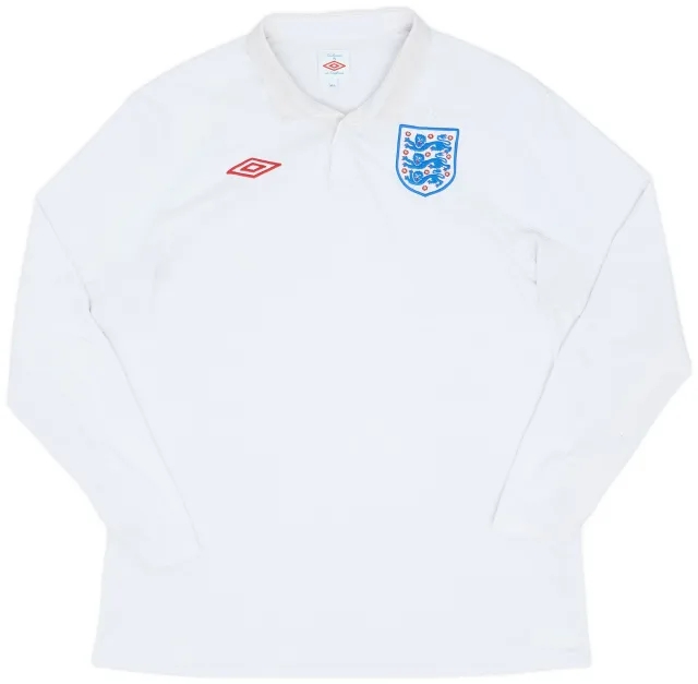 Umbro 2009-10 England Home L/S Shirt - 8/10 - (L)