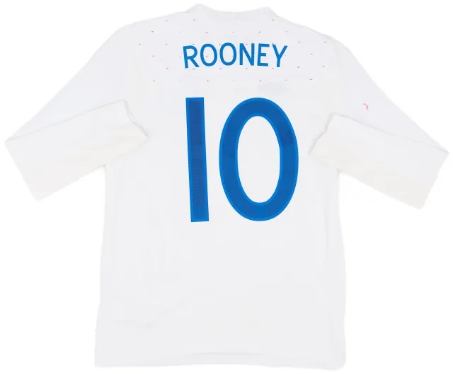 Umbro 2010-11 England Home L/S Shirt Rooney #10 - 8/10 - (M)
