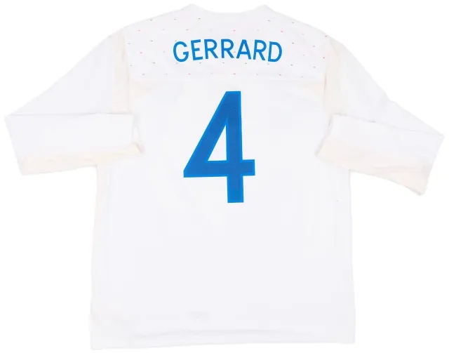 Umbro 2010-11 England Home L/S Shirt Gerrard #4 - 6/10 - (XL)