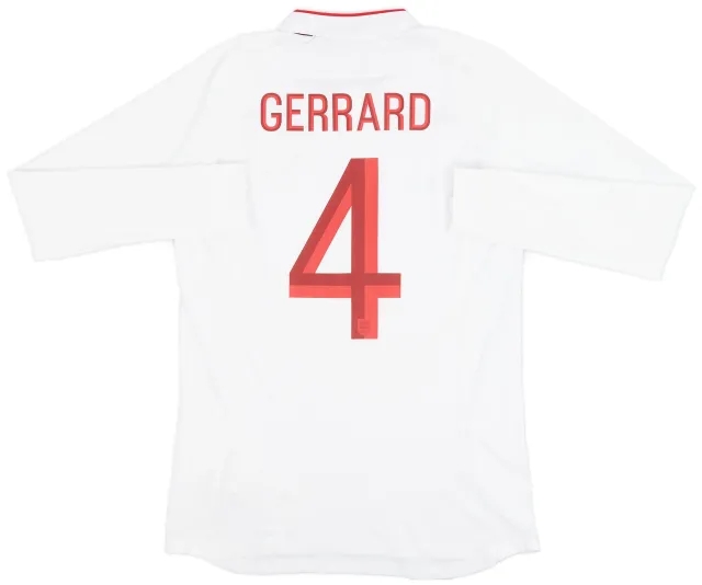 Umbro 2012-13 England Home L/S Shirt Gerrard #4 - 9/10 - (M)