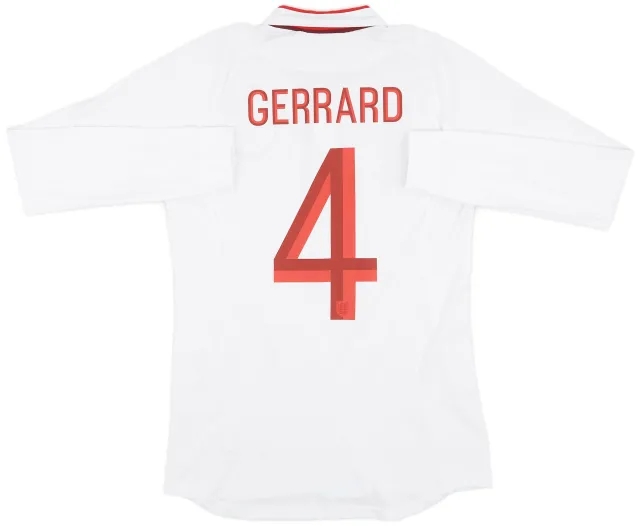 Umbro 2012-13 England Home L/S Shirt Gerrard #4 - 9/10 - (S)