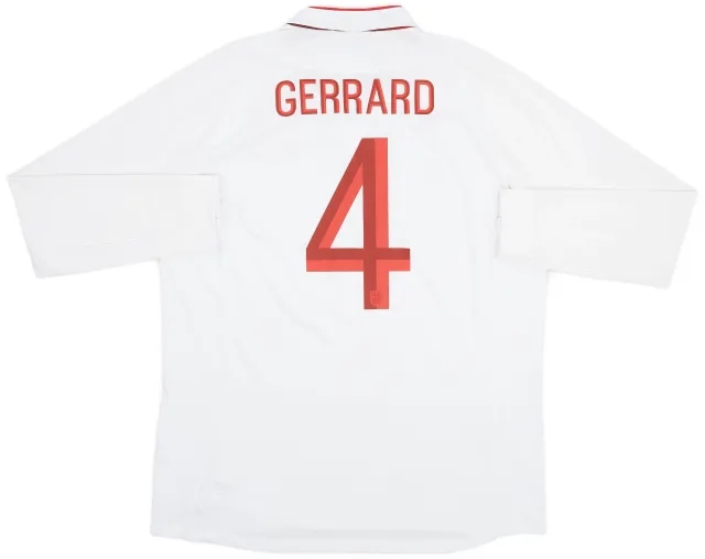 Umbro 2012-13 England Home L/S Shirt Gerrard #4 - 9/10 - (XL)