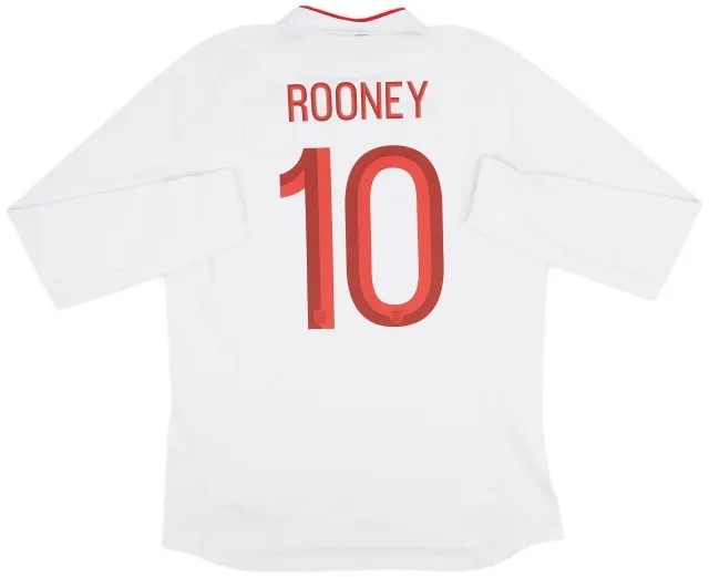 Umbro 2012-13 England Home L/S Shirt Rooney #10 - 9/10 - (L)