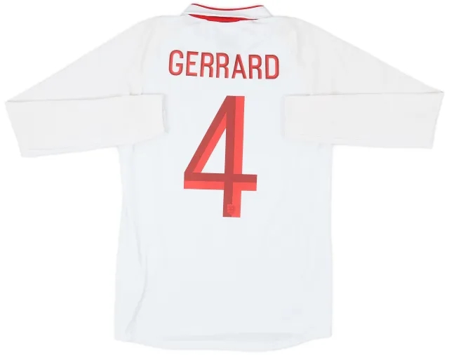 Umbro 2012-13 England Home L/S Shirt Gerrard #4 - 10/10 - (XS)