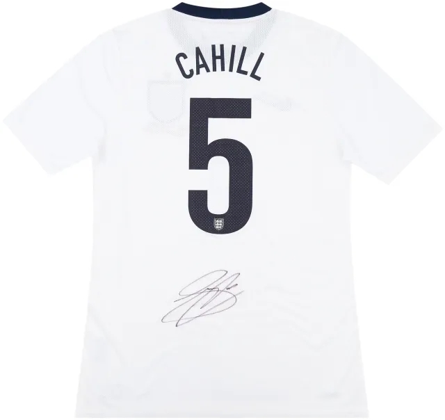 Nike 2013 England Match Issue Signed Home Shirt Cahill #5