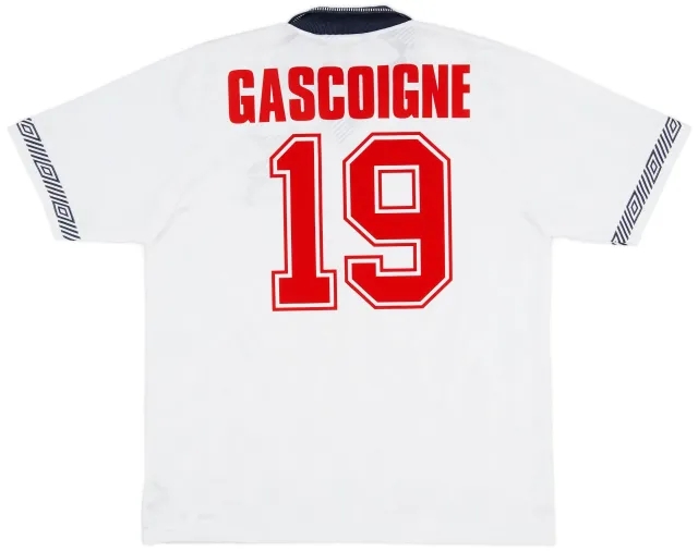Umbro 1990-92 England Home Shirt Gascoigne #19 - 9/10 - (XL)