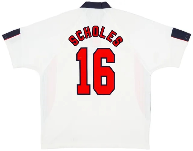 Umbro 1997-99 England Home Shirt Scholes #16 - 9/10 - (XXL)