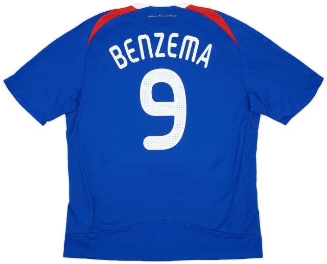 adidas 2007-08 France Home Shirt Benzema #9 (XL)