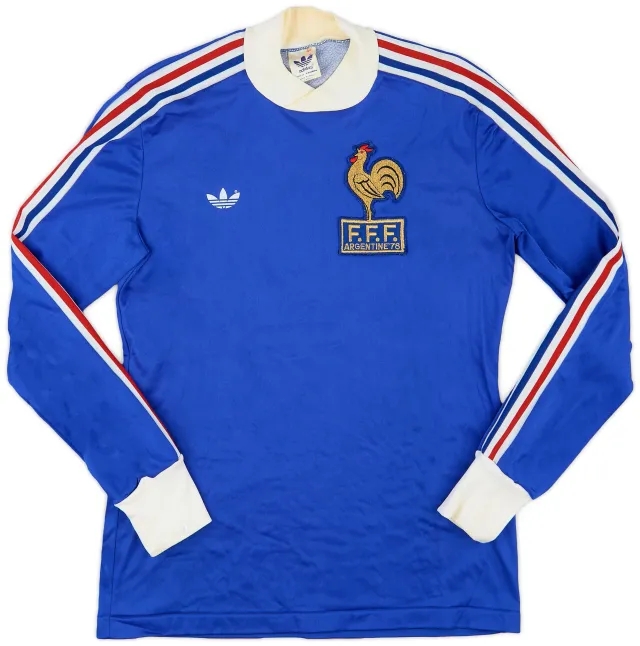 adidas 1978-80 France World Cup Home L/S Shirt - 8/10 - (S)