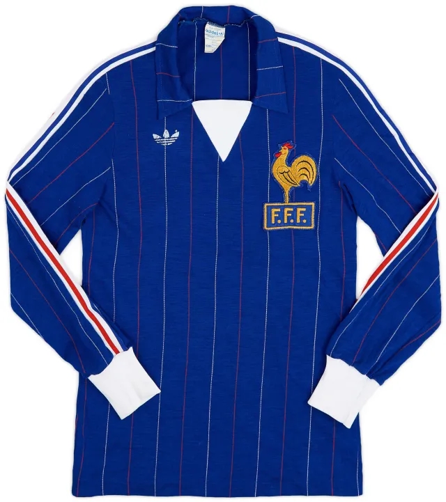 adidas 1980-82 France Home L/S Shirt - 8/10 - (S)
