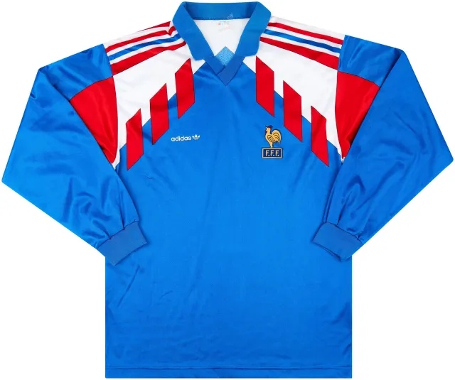adidas 1990-92 France Home L/S Shirt - 7/10 - (L)