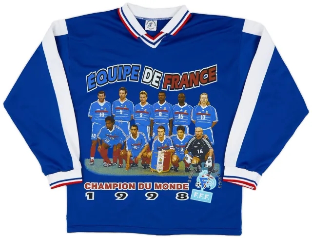 1998 France 'Champion du Monde' L/S Shirt - 8/10 - (XL.Boys)