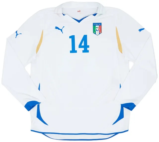 Puma 2010-12 Italy Player Issue Away L/S Shirt #14 - 7/10 - (XL)