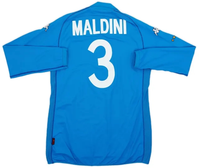 Kappa 2002 Italy Home L/S Shirt Maldini #3 - 9/10 - (XXL)