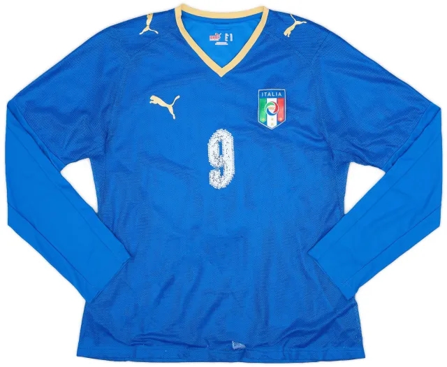 Puma 2007-08 Italy Basic Home L/S Shirt #9 - 6/10 - (XL.Boys)