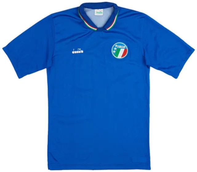 Diadora 1986-91 Italy Home Shirt - 9/10 - (XL.Boys)