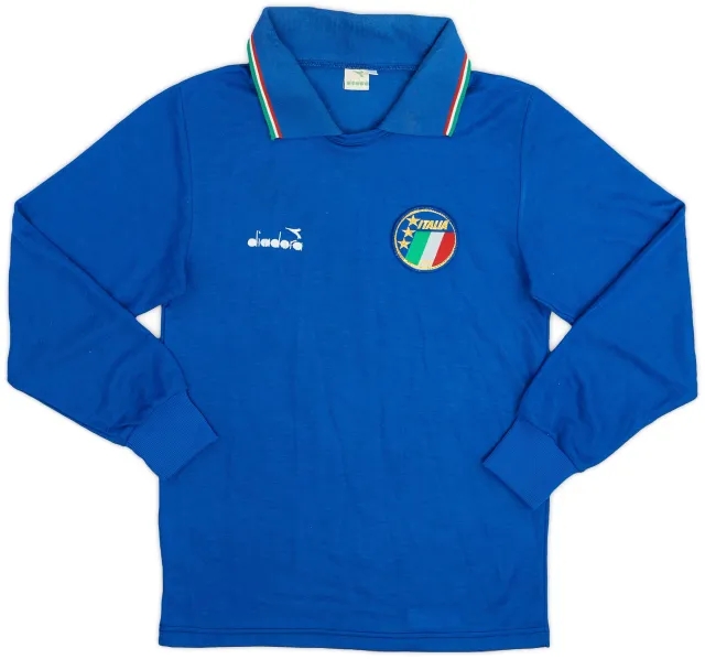 Diadora 1986-91 Italy Home L/S Shirt - 7/10 - (L.Boys)