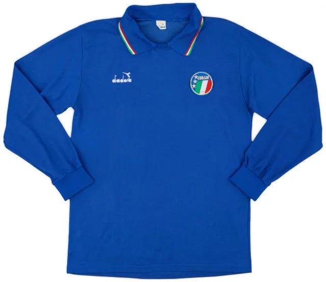 Diadora 1986-91 Italy Home L/S Shirt - 7/10 - (L)