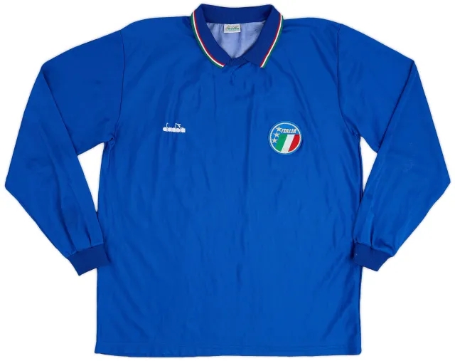 Diadora 1986-90 Italy Home L/S Shirt - 4/10 - (L)