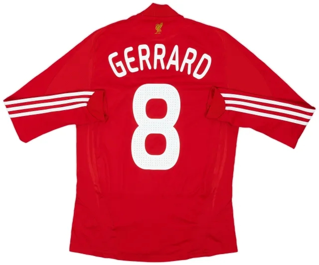 adidas 2008-10 Liverpool Home L/S Shirt Gerrard #8 - 7/10 - (S)