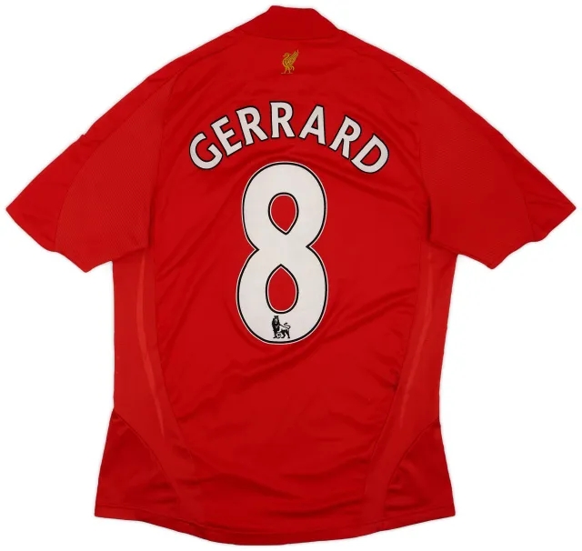 adidas 2008-10 Liverpool Home Shirt Gerrard #8 - 6/10 - (S)