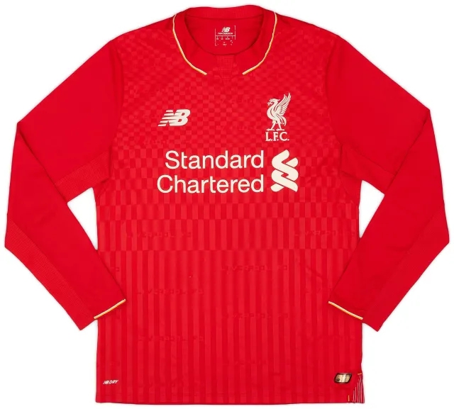 NewBalance 2015-16 Liverpool Home L/S Shirt - 7/10 - (S)