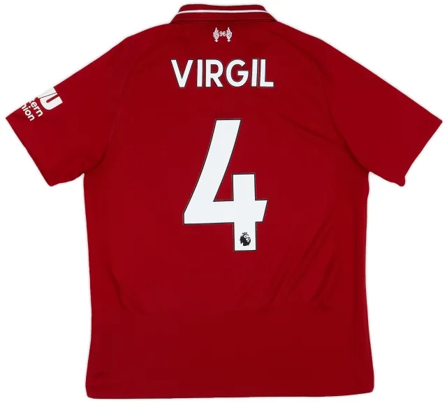NewBalance 2018-19 Liverpool Home Shirt Virgil #4 - 6/10 - (S)