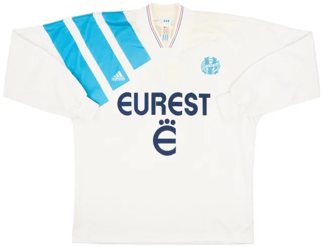 adidas 1993-94 Olympique Marseille Home L/S Shirt - 9/10 - (XL)