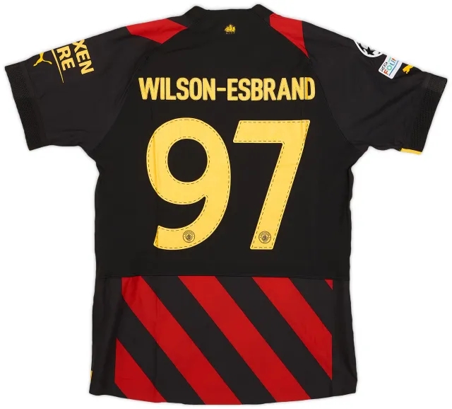 Puma 2022-23 Manchester City Match Issue Champions League Away Shirt Wilson-Esbrand #97