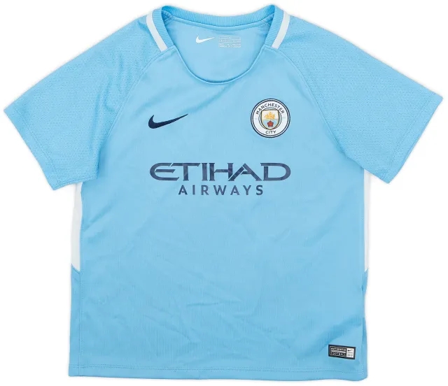 Nike 2017-18 Manchester City Home Shirt - 7/10 - (S.Boys)