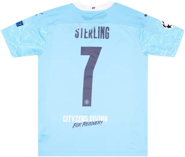 Puma 2020-21 Manchester City Match Issue Champions League Home Shirt Sterling #7