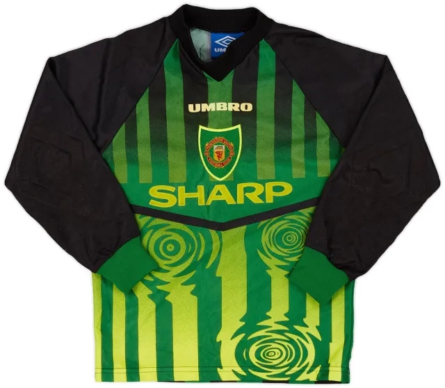 Umbro 1997-98 Manchester United Green GK Shirt - 8/10 - (S.Boys)
