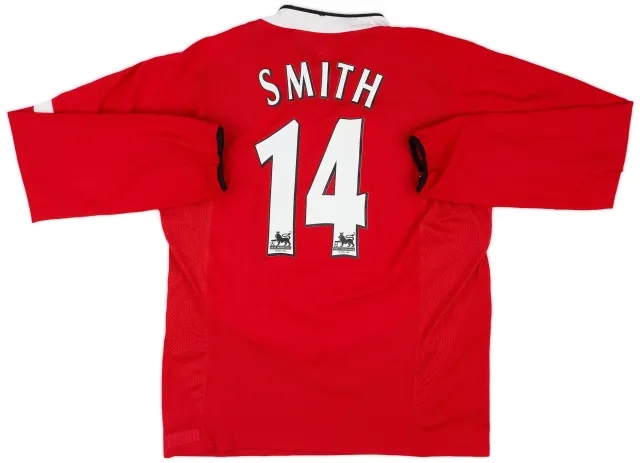 Nike 2004-06 Manchester United Home L/S Shirt Smith #14 - 8/10 - (L)