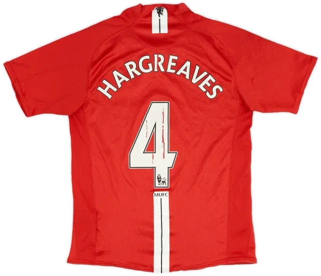 Nike 2007-09 Manchester United Home Shirt Hargreaves #4 - 4/10 - (S)