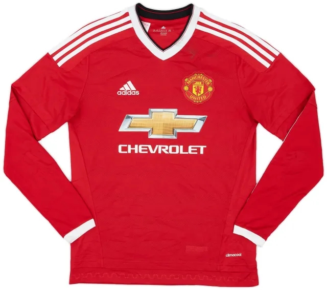 adidas 2015-16 Manchester United Home L/S Shirt - 6/10 - (XL.Boys)