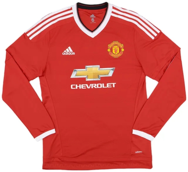 adidas 2015-16 Manchester United Player Issue Home L/S Shirt #28 - 9/10 - (S)