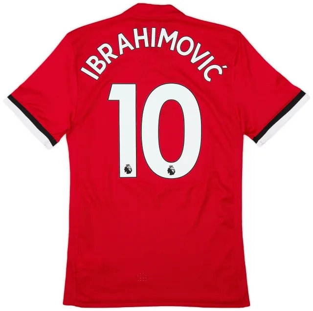 adidas 2017-18 Manchester United Authentic Home Shirt Ibrahimovic #10 - 9/10 - (S)