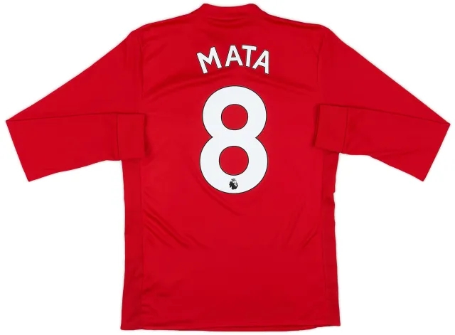 adidas 2017-18 Manchester United Home L/S Shirt Mata #8 - 8/10 - (S)