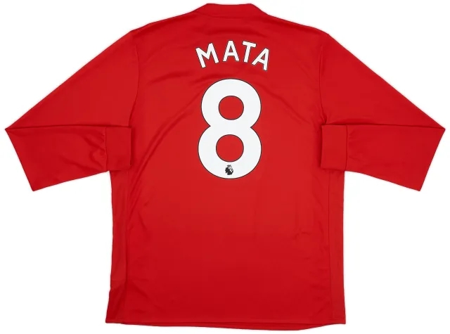 adidas 2017-18 Manchester United Home L/S Shirt Mata #8 - 8/10 - (L)