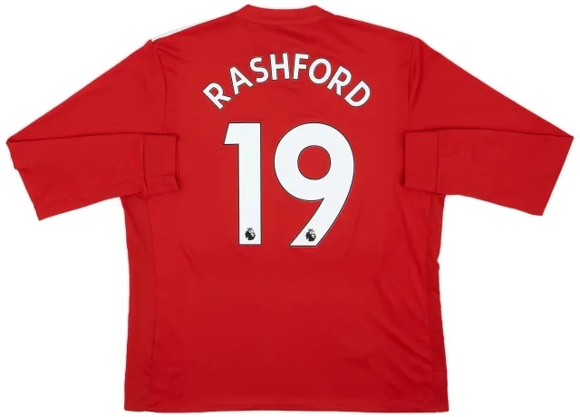 adidas 2017-18 Manchester United Home L/S Shirt Rashford #19 - 5/10 - (XL)