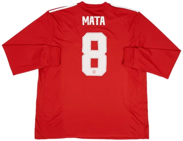 adidas 2017-18 Manchester United Home L/S Shirt Mata #8 - 9/10 - (XXL)