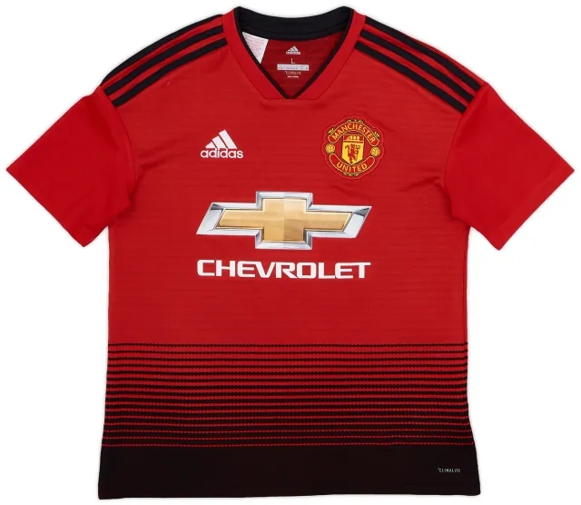 adidas 2018-19 Manchester United Home Shirt - 7/10 - (L.Boys)