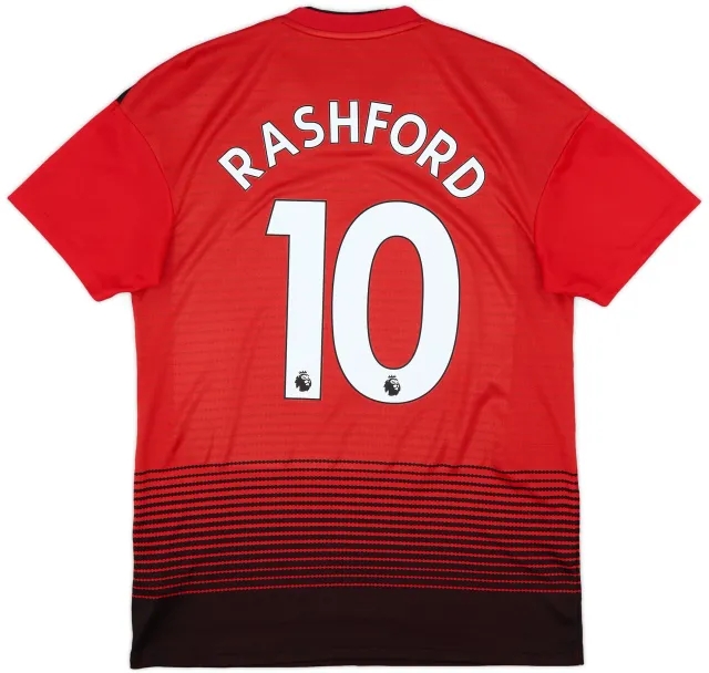 adidas 2018-19 Manchester United Home Shirt Rashford #10 - 9/10 - (M)