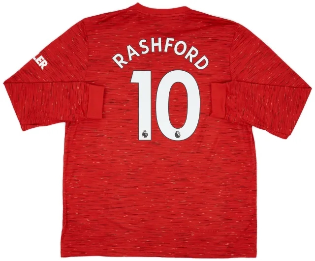 adidas 2020-21 Manchester United Home L/S Shirt Rashford #10 - 8/10 - (XXL)