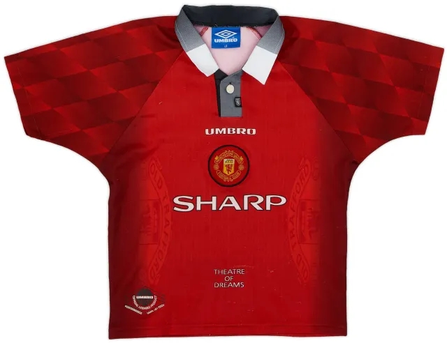 Umbro 1996-98 Manchester United Home Shirt - 7/10 - (L.Boys)
