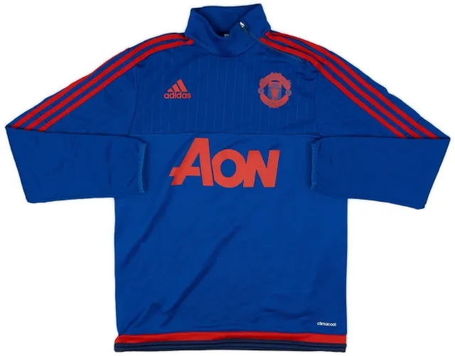 2015-16 Manchester United adidas 1/4 Zip Sweat Top - 9/10 - (S)
